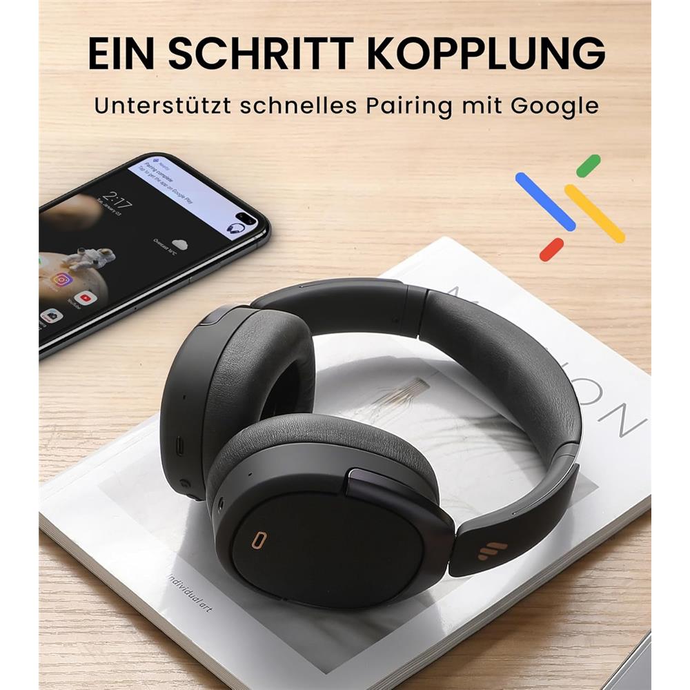 Edifier WH950NB – Premium Kabellose Over-Ear Kopfhörer mit aktiver Geräuschunterdrückung, Schwarz