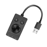 LogiLink USB 2.0-Audio-Adapter mit Lautstärkeregler, 3x 3,5 mm/F, schwarz