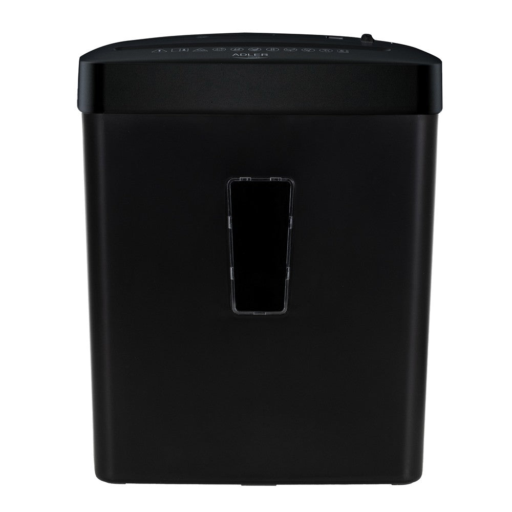 Adler AD 1037 Aktenvernichter, Papiervernichter P-4 für 6 Blatt A4, Schredder für Dokumente, CDs, DVDs und Kreditkarten, 13 l, schwarz