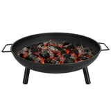 Adler AD 6819 Feuerschale Garten 58 cm, Stahl Feuerstelle Outdoor für Holz & Briketts, runde Gartenschale mit Griffen, 3 Standbeinen, hitzebeständig bis 500 °C, Matt