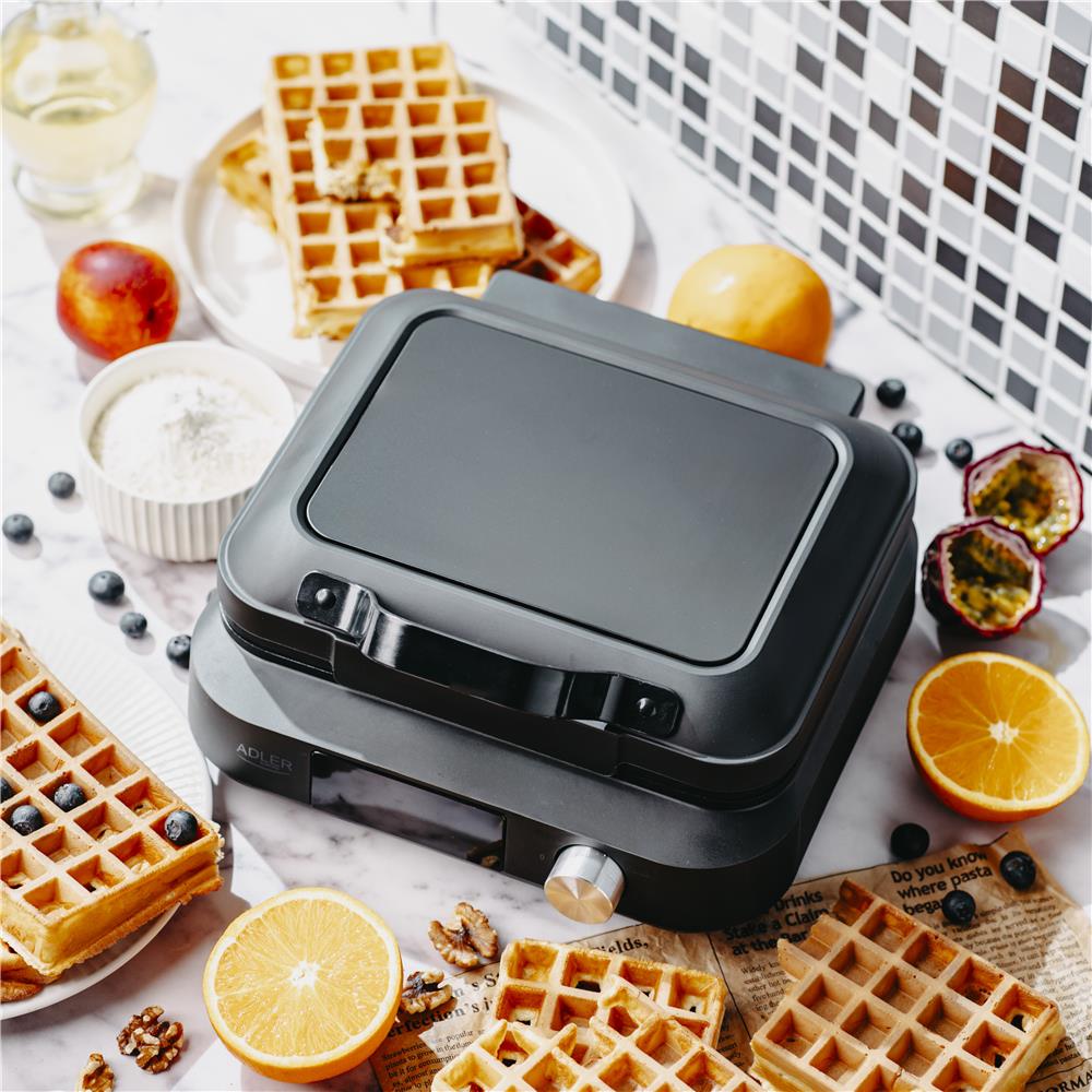 Adler AD 3087 Waffeleisen mit LED-Anzeige, 6 Bräunungsstufen, Antihaftplatten, 2200 W