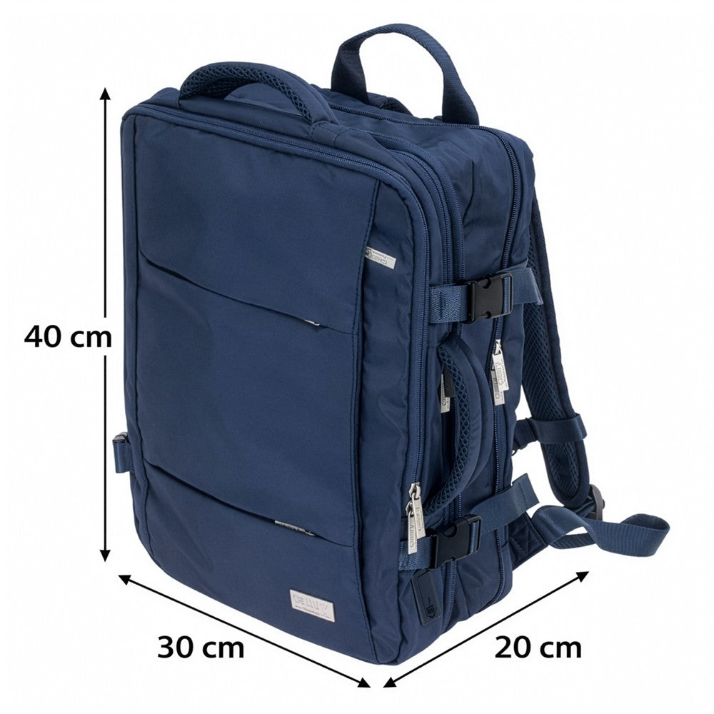 Camry CR 6881nb Business Rucksack 24 L erweiterbar, Handgepäck Rucksack 40x20x30 cm, Laptoprucksack bis 15,6 Zoll, RFID, USB, YKK-Reißverschlüsse, wasserabweisend