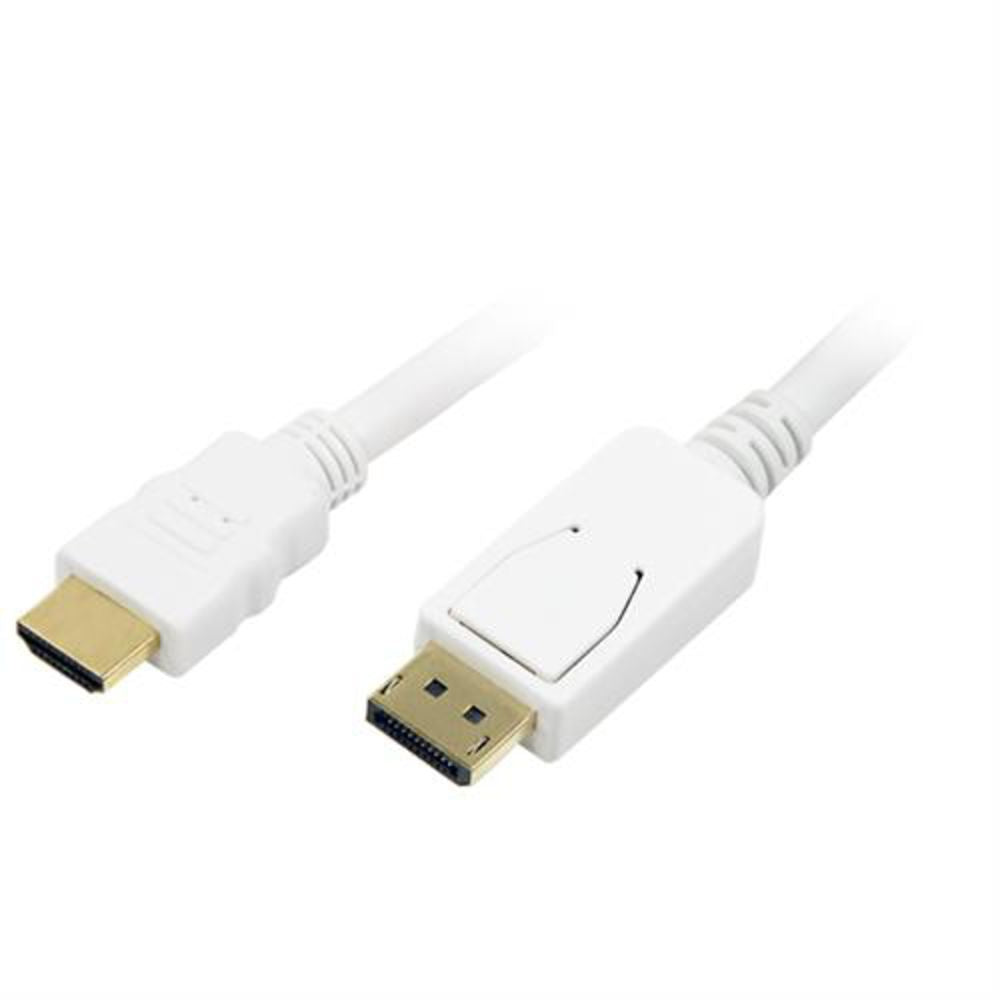 LogiLink DisplayPort-Kabel DP/M zu HDMI-A/M, 1080p, weiß, 2 m