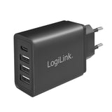 LogiLink Steckdosenadapter 4-fach-USB mit USB-C und 3x USB-A, 27W, Schwarz