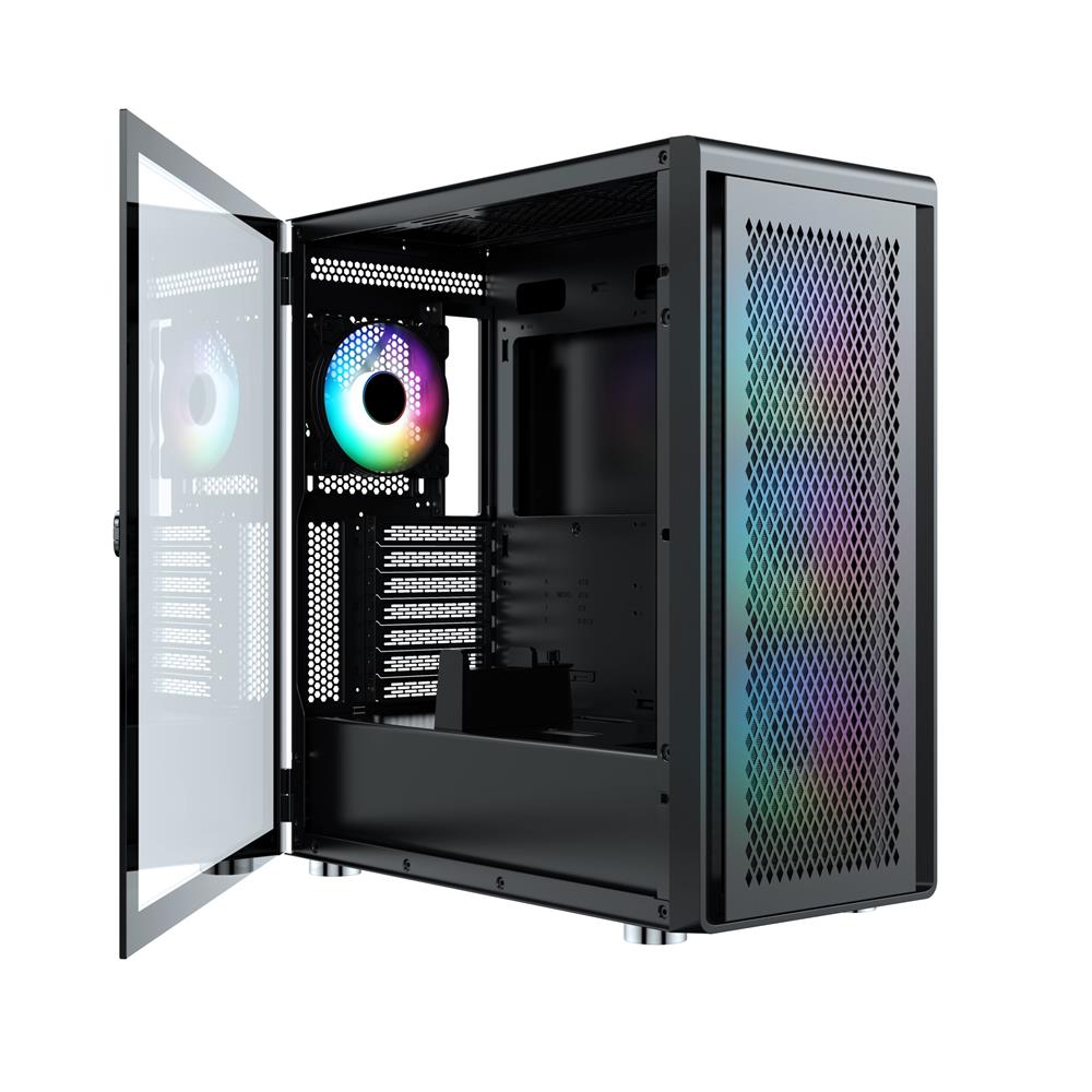 Silentware Air 100 Black – Midi Tower mit Mesh-Front, Glas-Seitenfenster & 4 A-RGB Lüftern