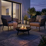 Adler AD 6819 Feuerschale Garten 58 cm, Stahl Feuerstelle Outdoor für Holz & Briketts, runde Gartenschale mit Griffen, 3 Standbeinen, hitzebeständig bis 500 °C, Matt