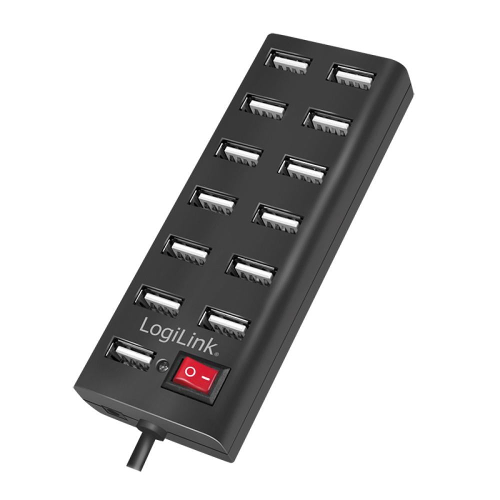 Logilink USB 2.0 Hub 13 Port mit Ein / Aus Schalter aktiv 75 cm