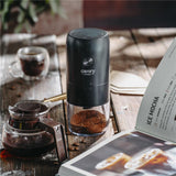 Camry CR 4302 kabellose elektrische USB-Kaffeemühle mit Keramikfräser, Akku, schwarz