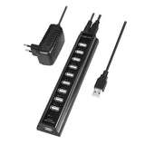 LogiLink USB 2.0 Hub 10-Port mit Netzteil aktiv schwarz