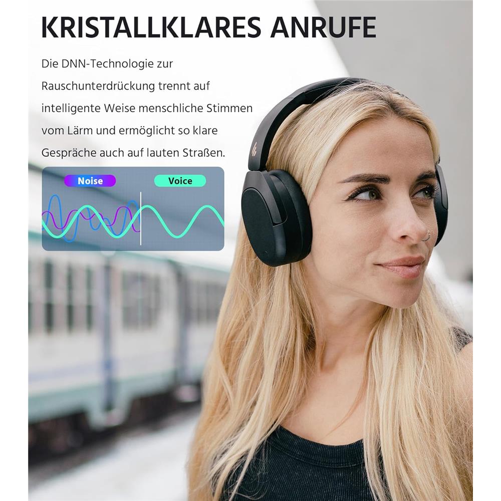 Edifier W830NB – Kabellose Over-Ear Kopfhörer mit aktiver Geräuschunterdrückung, Schwarz