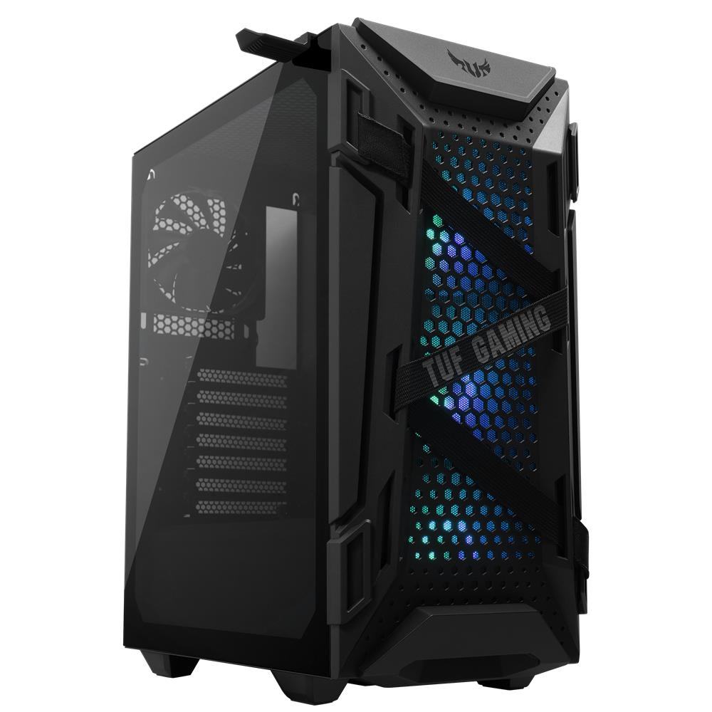 ASUS TUF Gaming GT301 kompaktes PC Gehäuse Mid-Tower Aura-RGB-Lüfter Kopfhörerhalterung Schwarz