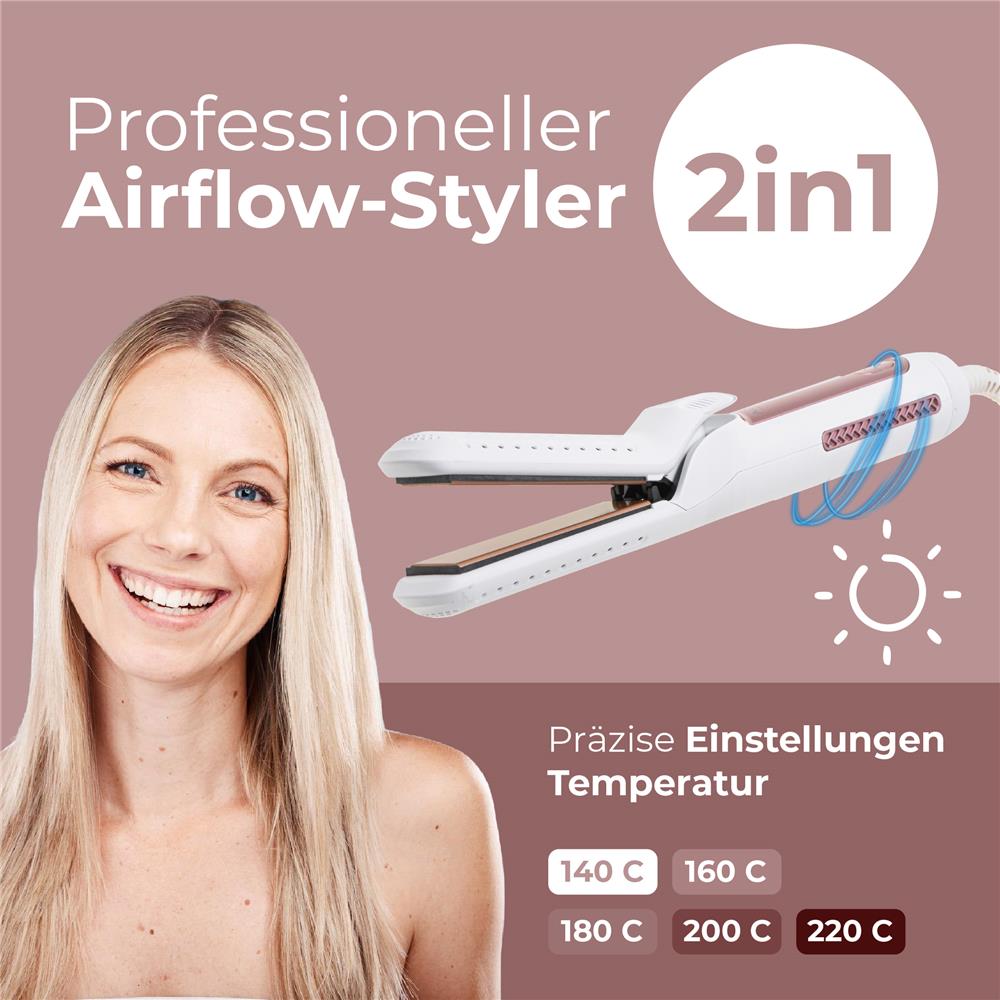 Adler AD 2326 Professioneller Haarglätter weiß/rosa – 2-in-1 Stylinggerät
