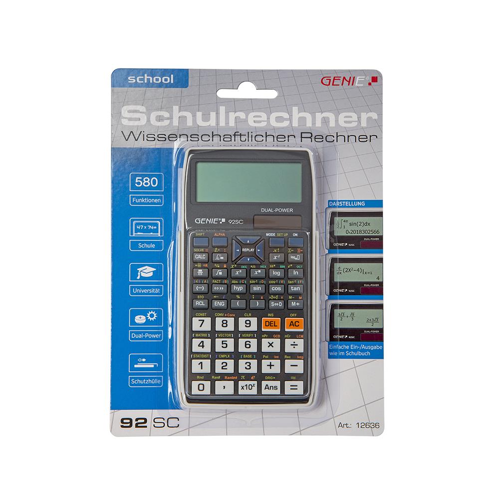 GENIE wissenschaftlicher Schulrechner 92 SC 580, Dual Power, schwarz