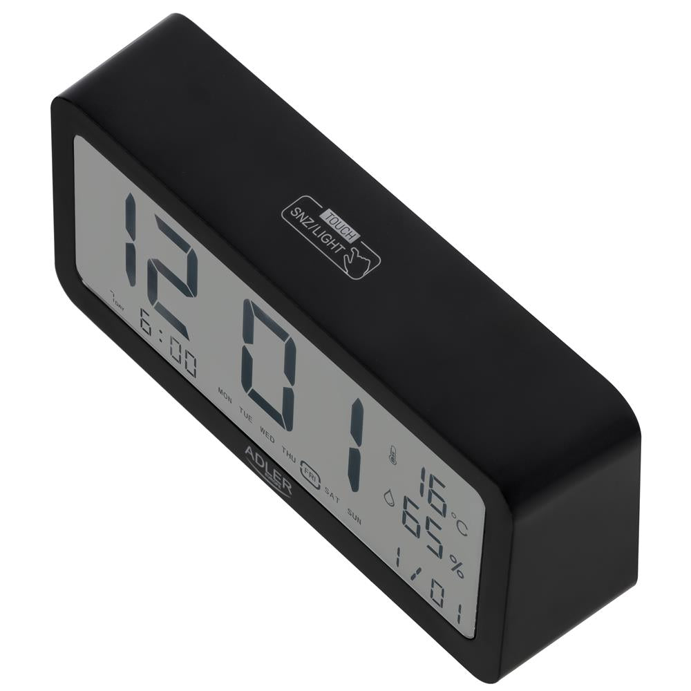 Adler AD 1195b Digitaler Wecker batteriebetrieben mit Temperaturanzeige Schwarz