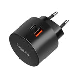 LogiLink Steckdosenadapter Dual-USB mit USB-C PD und USB-A QC 3.0, 20W, Schwarz