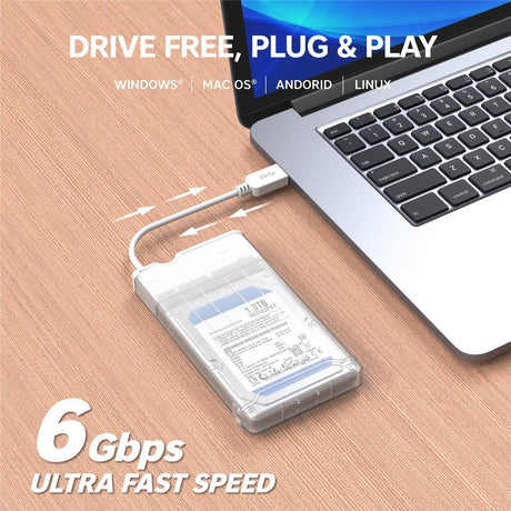 GRAUGEAR Externes Gehäuse für 2,5" Festplatte SSD/HDD inkl. USB-C zu USB-A Adapter