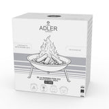 Adler AD 6819 Feuerschale Garten 58 cm, Stahl Feuerstelle Outdoor für Holz & Briketts, runde Gartenschale mit Griffen, 3 Standbeinen, hitzebeständig bis 500 °C, Matt