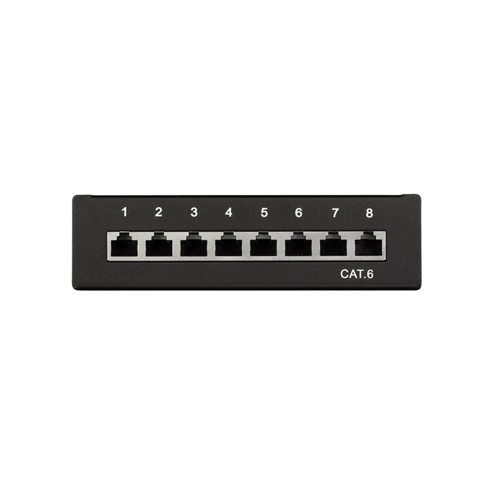 LogiLink Patchpanel Cat.6, 8 Ports geschirmt, Desktop, Schwarz