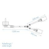 LogiLink Y-Netzkabel Stecker 90° auf 2x Kaltgerätebuchse IEC C13 1,50m