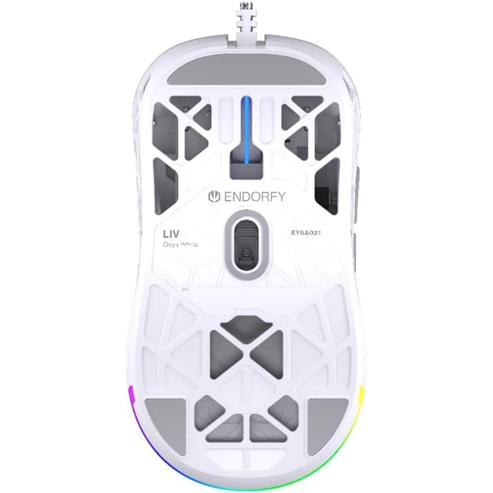 ENDORFY LIV Onyx White, Gaming Maus, kabelgebunden, Ultraleicht (69 g), Weiß, 12.000 DPI, ARGB