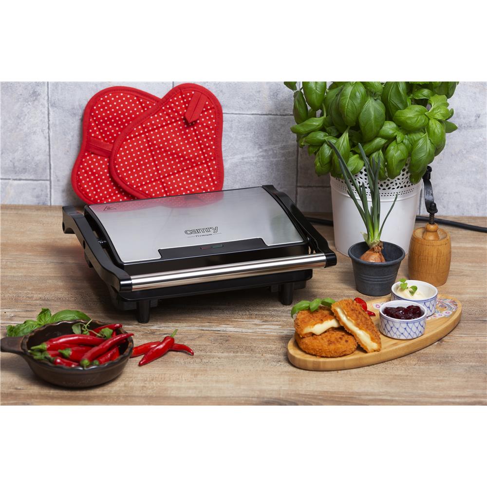 Camry CR 3044 Elektrogrill 2100W Tischgrill Kompakter Kontaktgrill schwarz