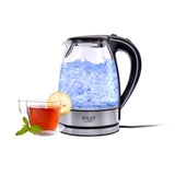 Adler AD 1225 Wasserkocher aus Glas, 1,7 Liter, 2200 Watt, mit blauer Beleuchtung