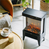 Adler AD 7755 Elektrokamin Schwarz mit 3D Flamme einstellbare Temperatur