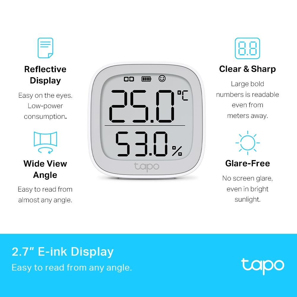 TP-Link Tapo T315 Smarter Sensor für Temperatur und Feuchtigkeit mit 2.7 Zoll E-Ink Display