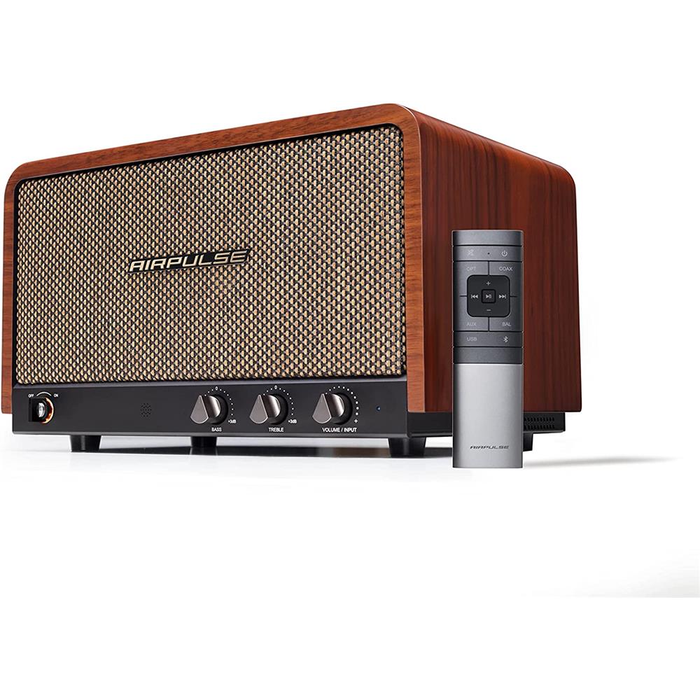 Edifier AIRPULSE P100X Lautsprechersystem (60W) im Retro-Look mit Bluetooth 5.1 (aptX), Holzfarben