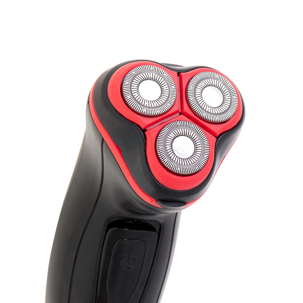 Mesko MS 2926 Herrenrasierer mit 3 Scherköpfen und Pop-up-Trimmer, wiederaufladbar, schwarz/rot