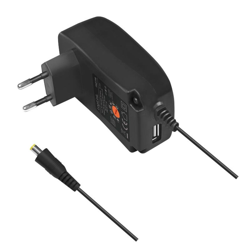 LogiLink Universalnetzteil einstellbar mit USB-Port 3-12V 24W 8 Adapter Netzteil