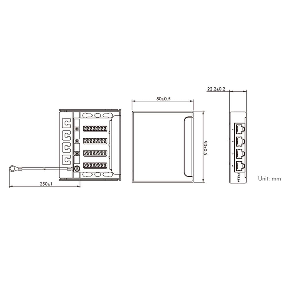LogiLink Cat.6A Patchpanel – Mini Verteiler, 4 Ports, geschirmt