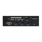 LogiLink USB HUB 3.0 schwarz 5,25" Multifunktions-Panel 6-fach Kartenleser eSATA