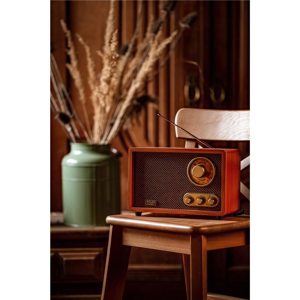 Adler AD 1171 Retro Holz Design Radio Bluetooth Style Look analoge Frequenzanzeige UKW braun Vintage