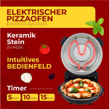 Adler AD 6314 Elektrischer Pizzaofen mit Sichtfenster Pizza Ofen schwarz
