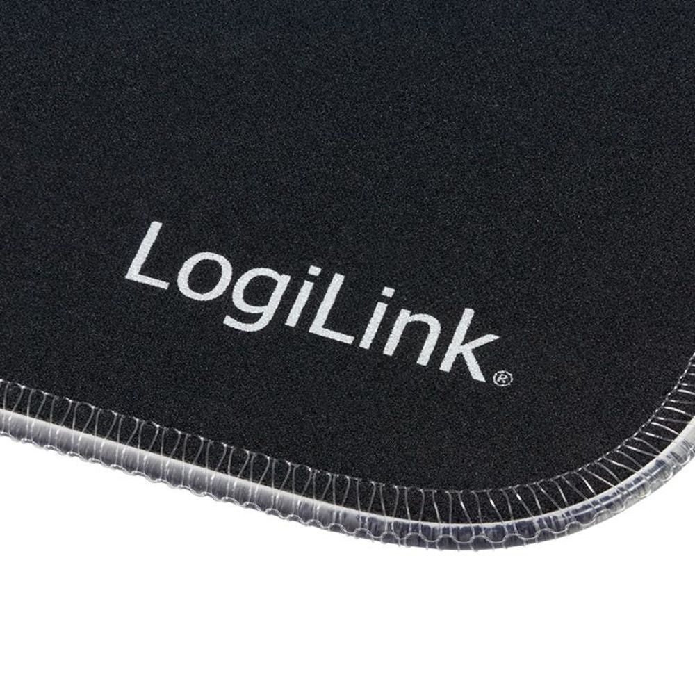 LogiLink Gaming Mauspad in Schwarz mit RGB Beleuchtung, 350x260mm