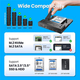 GRAUGEAR Bidirektionale Klonstation für M.2 SATA M2 NVMe SSDs und 2,5"/3,5" HDDs/SSDs Festplatten