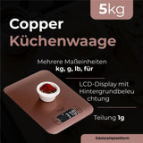 Adler AD 3183 Küchenwaage digital Haushaltswaage LCD Anzeige hintergrundbeleuchtet Kupferfarben