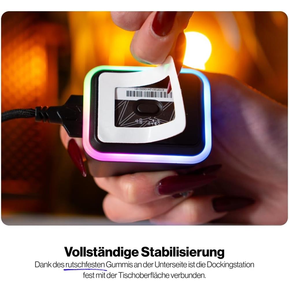 ENDORFY Maus Ladestation Mouse Dock Kompatibel LIV Wireless Gaming Maus, RGB, Schwarz