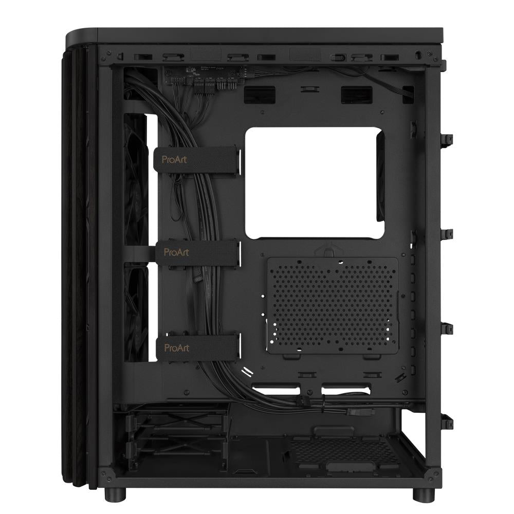 ASUS ProArt PA401 Wood Edition Metal Panel ATX PC Gehäuse mit 160 mm Lüftern und USB 20Gbps