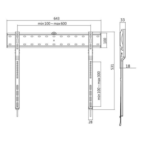 LogiLink TV-Wandhalterung für 43"–80" Monitore, Festmontage, max. 40 kg Tragkraft