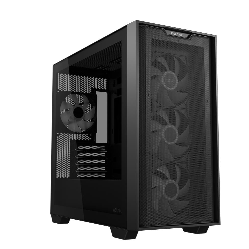 ASUS A21 PLUS TG ARGB Black microATX PC Gehäuse mit Mesh Front und 4 ARGB Lüftern