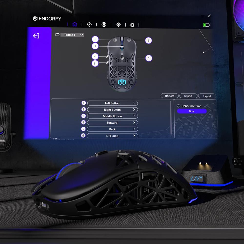 ENDORFY LIV Plus Wireless, Leichte kabellose Gaming-Maus inkl. Ladestation, Schwarz | EY6A016