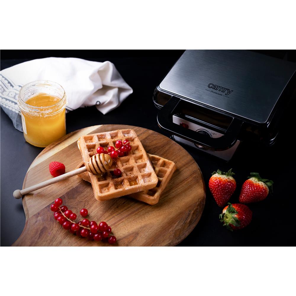 Camry CR 3046 Waffeleisen für 2 Waffeln 1600 Watt antihaftbeschichtet schwarz
