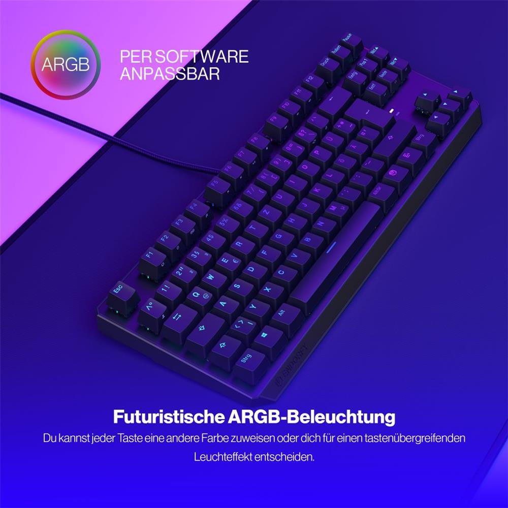 ENDORFY Thock TKL DE Kailh Red, Tastatur, DE-Layout, Schwarz, Beleuchtet