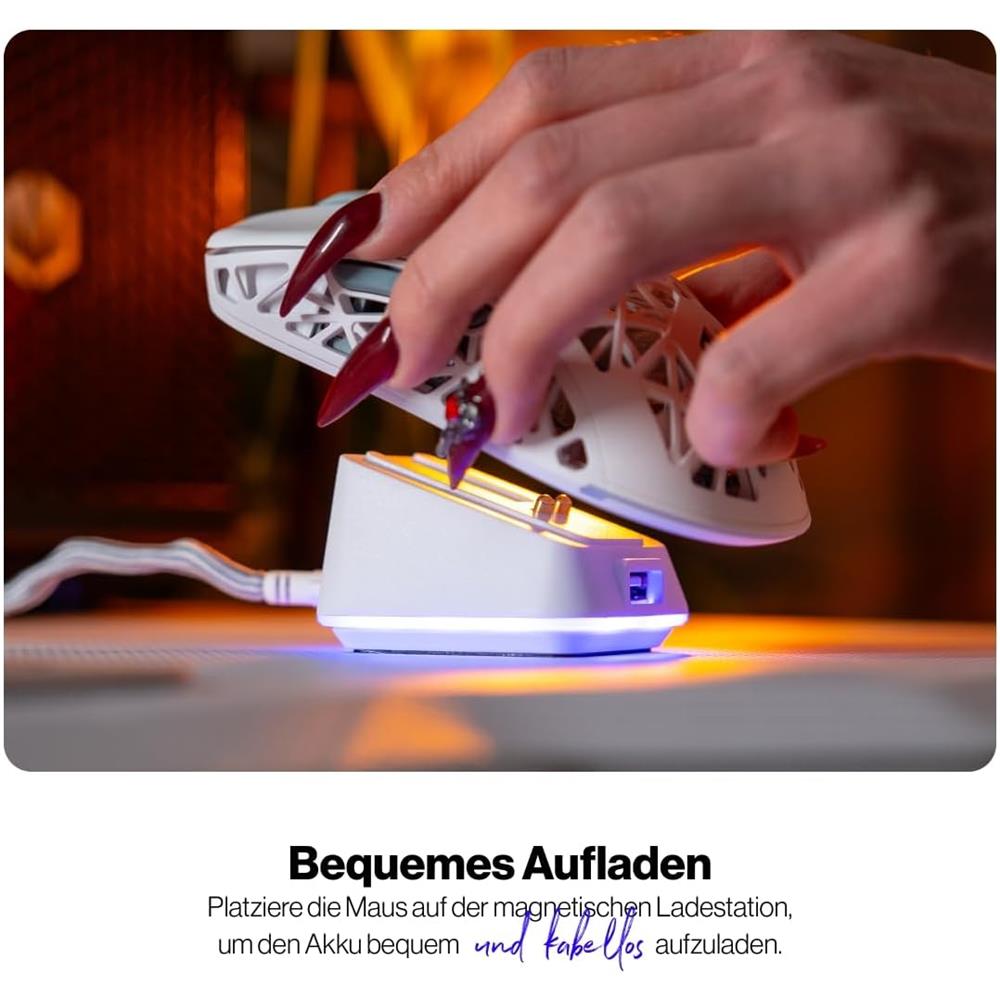 ENDORFY Maus Ladestation Mouse Dock Kompatibel LIV Wireless Gaming Maus, RGB, Weiß