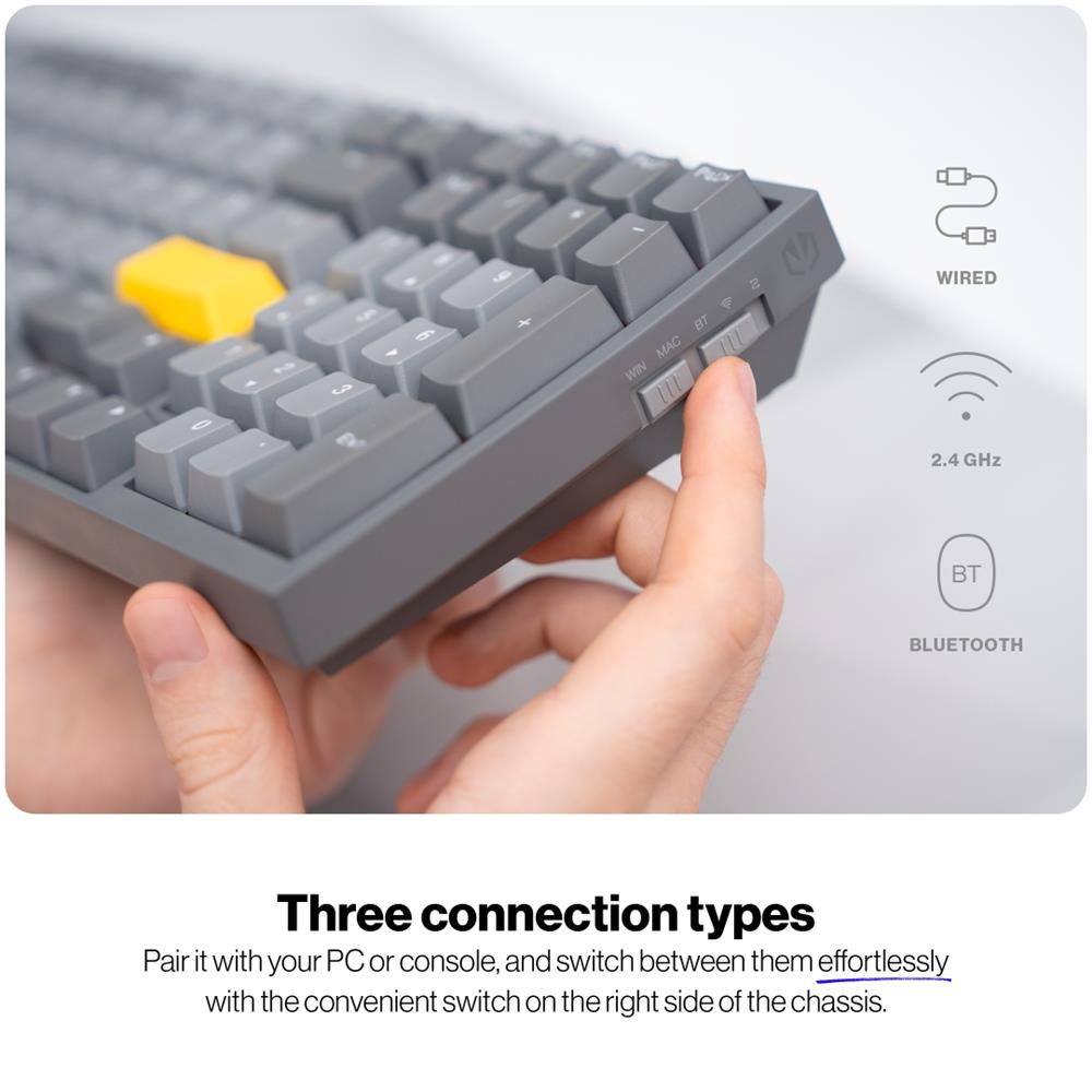 ENDORFY EY5D034 - Celeris 1800 DE, kabellose Tastatur mit 1800 Layout, QWERTZ, BT, Grau