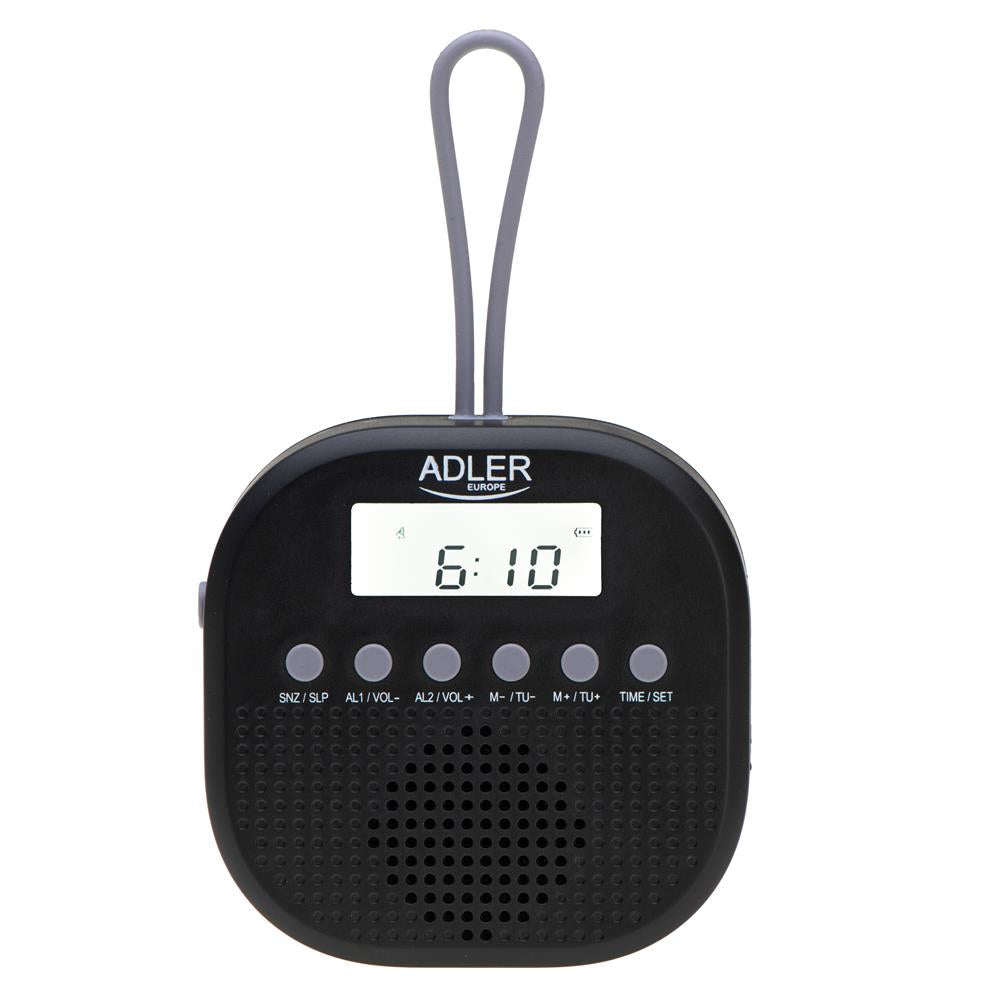 Adler AD 1912 Wasserdichtes Universalradio Batteriebetrieben Radiowecker Snooze Funktion schwarz