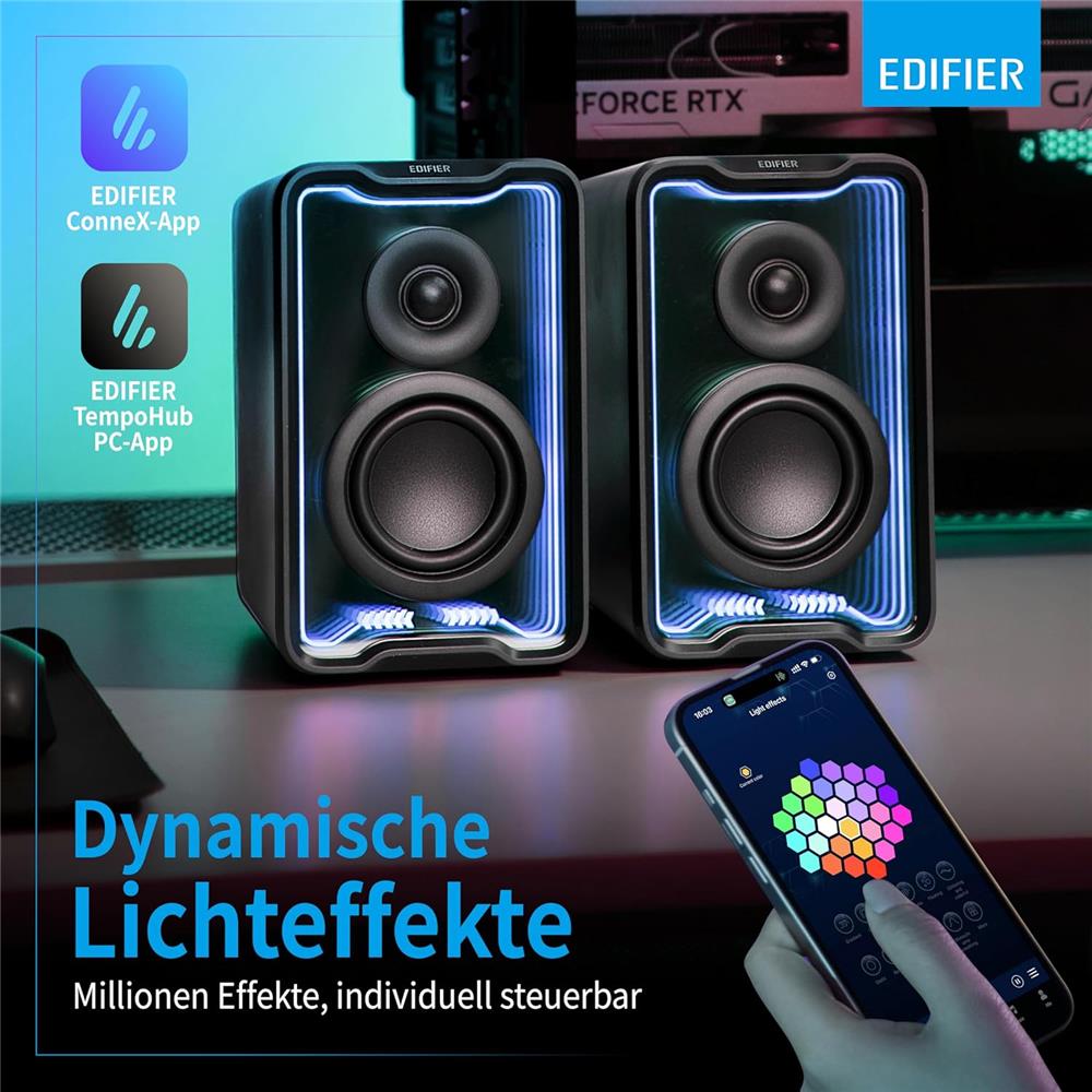 Edifier QR30 Schwarz – Aktiver 30W Desktop-Lautsprecher mit Bluetooth 5.4 & RGB