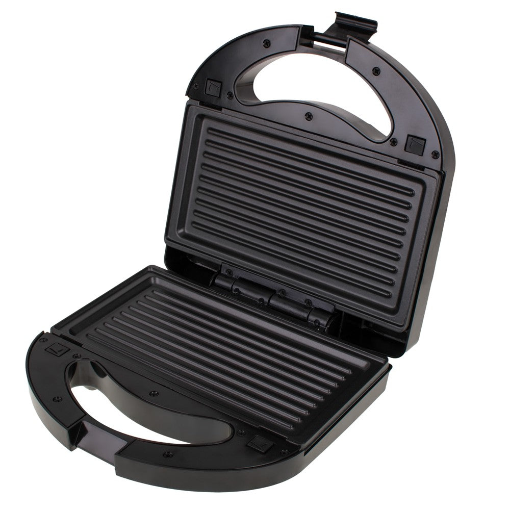 Camry CR 3063 Sandwichmaker 3-in-1, Kontaktgrill und Nusskuchen-Maker, wechselbare Antihaft-Platten, 750 W, Cool-Touch-Griff, vertikal lagerbar, Schwarz-Silber